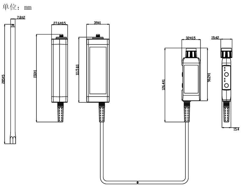 PTO-10G光隔离探头尺寸图