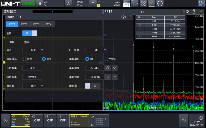 UNI-T MSO3000X系列示波器频谱分析仪